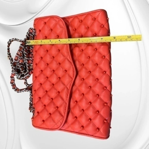 Rebecca MINKOFF coral studded quilted cross body purse EXCELLENT condition - Picture 15 of 16